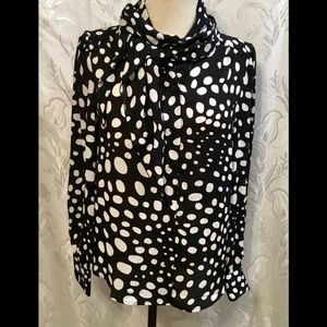 Who What Wear Black & White Polka Dot Blouse